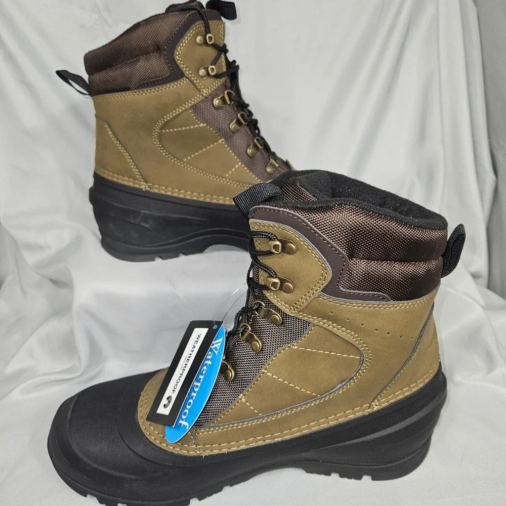 Weatherproof Blake Mens 11 Olive Brown Waterproof 3M Thinsulate Winter Boots NEW